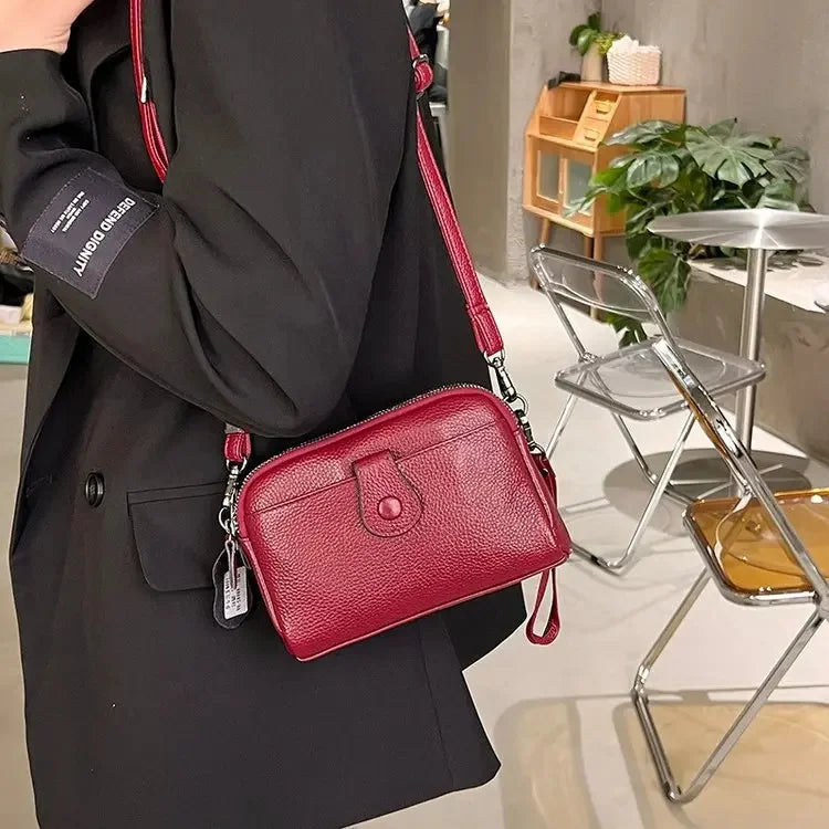 New Women's Genuine Leather Shoulder Leisure Fashion Crossbody Niche Luxury Ladys Mobile Phone 100% Cowhide Lady Bag