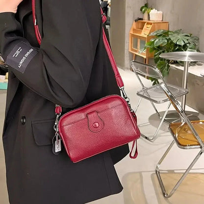 New Women's Genuine Leather Shoulder Leisure Fashion Crossbody Niche Luxury Ladys Mobile Phone 100% Cowhide Lady Bag