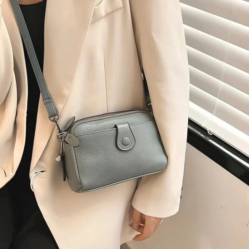New Women's Genuine Leather Shoulder Leisure Fashion Crossbody Niche Luxury Ladys Mobile Phone 100% Cowhide Lady Bag