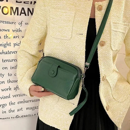 New Women's Genuine Leather Shoulder Leisure Fashion Crossbody Niche Luxury Ladys Mobile Phone 100% Cowhide Lady Bag
