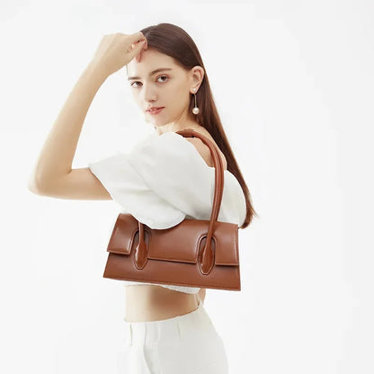 New Women's Genuine Leather Shoulder Niche High-grade Underarm Bag Stylish and Elegant Slung Ladies One-shoulder Handbag