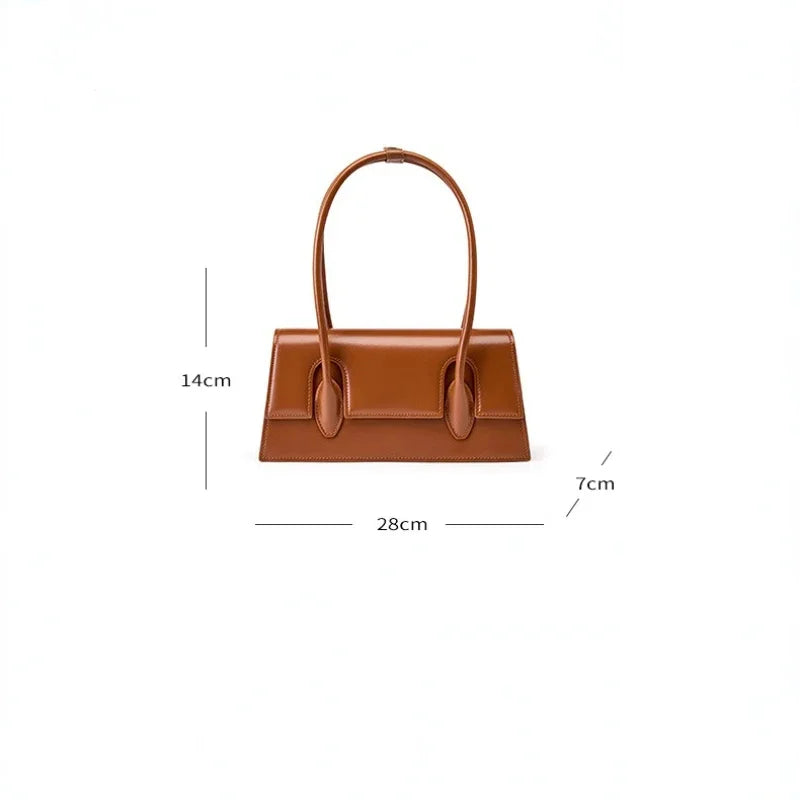 New Women's Genuine Leather Shoulder Niche High-grade Underarm Bag Stylish and Elegant Slung Ladies One-shoulder Handbag