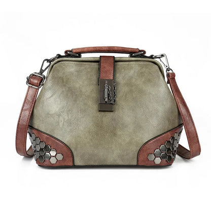 New Women's Retro PU Leather Shoulder Fashion Lock Rivet Crossbody Exquisite Ladies Handbag Female Messenger Bag