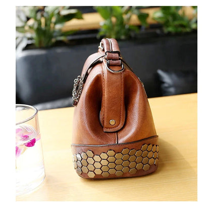New Women's Retro PU Leather Shoulder Fashion Lock Rivet Crossbody Exquisite Ladies Handbag Female Messenger Bag