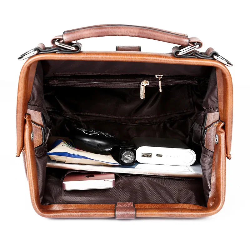 New Women's Retro PU Leather Shoulder Fashion Lock Rivet Crossbody Exquisite Ladies Handbag Female Messenger Bag