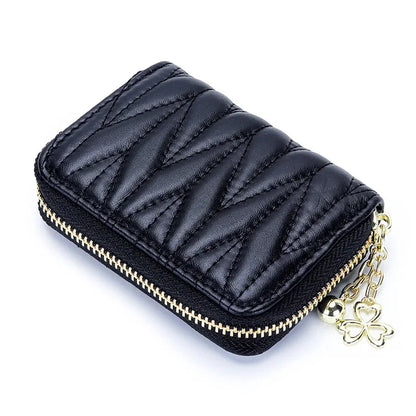 New Women's Sheepskin & ID Holders, Exquisite High-end Multi-card Capacity Card Wallet Embroidered Cute Small Bag with Embo