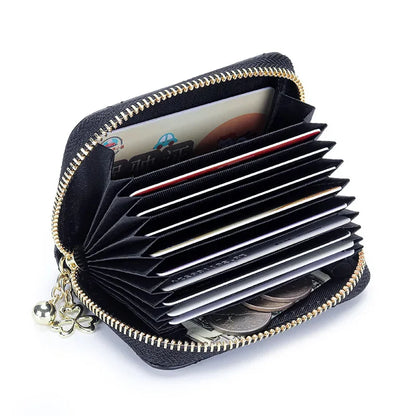 New Women's Sheepskin & ID Holders, Exquisite High-end Multi-card Capacity Card Wallet Embroidered Cute Small Bag with Embo