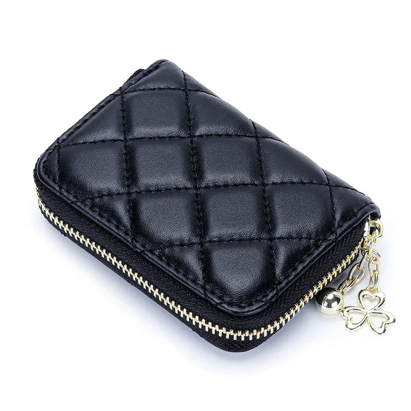 New Women's Sheepskin & ID Holders, Exquisite High-end Multi-card Capacity Card Wallet Embroidered Cute Small Bag with Embo