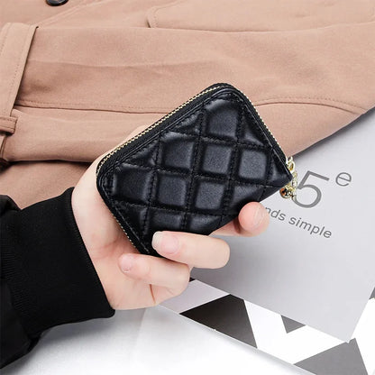 New Women's Sheepskin & ID Holders, Exquisite High-end Multi-card Capacity Card Wallet Embroidered Cute Small Bag with Embo