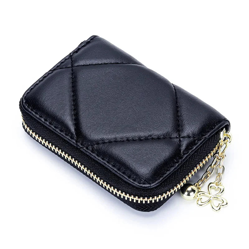 New Women's Sheepskin & ID Holders, Exquisite High-end Multi-card Capacity Card Wallet Embroidered Cute Small Bag with Embo