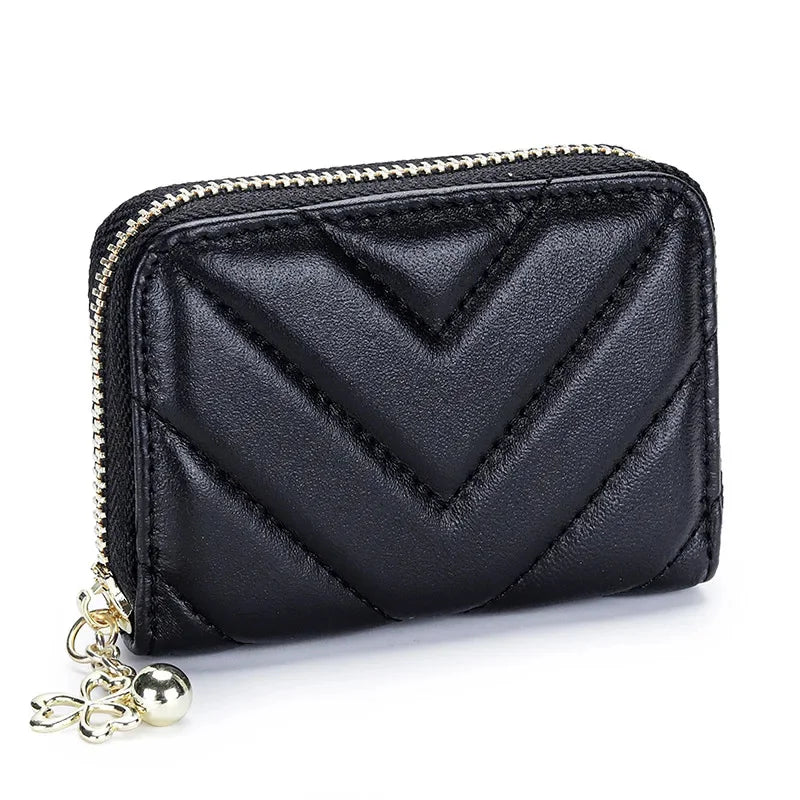 New Women's Sheepskin & ID Holders, Exquisite High-end Multi-card Capacity Card Wallet Embroidered Cute Small Bag with Embo