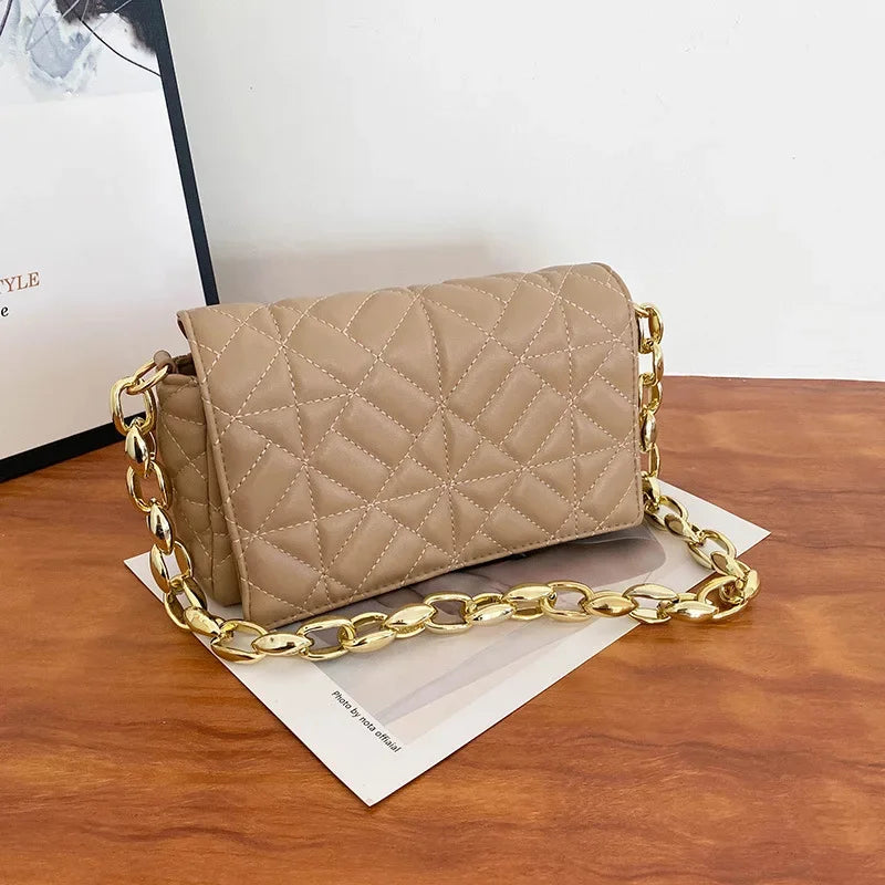 New Women's Thick Chain Quilted Shoulder Purses And Handbag Fashion Women Clutch s Ladies Hand Underarm Bag