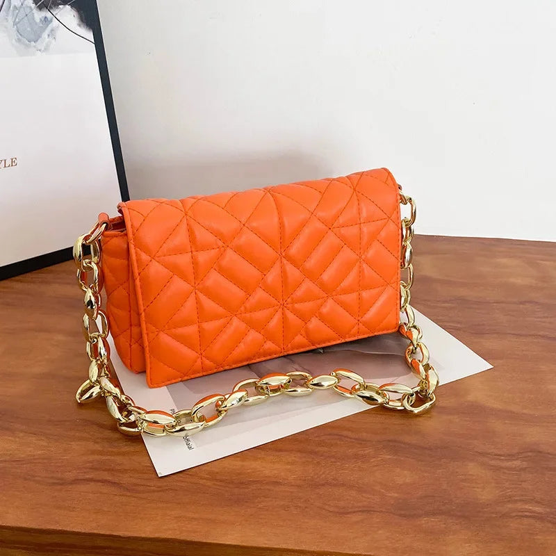 New Women's Thick Chain Quilted Shoulder Purses And Handbag Fashion Women Clutch s Ladies Hand Underarm Bag