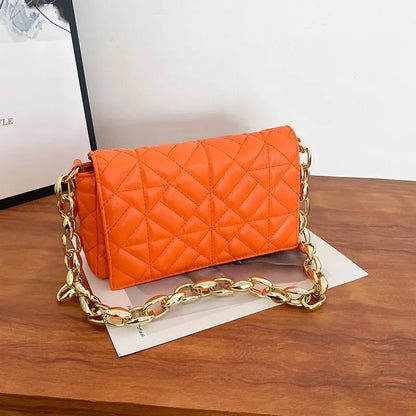 New Women's Thick Chain Quilted Shoulder Purses And Handbag Fashion Women Clutch s Ladies Hand Underarm Bag