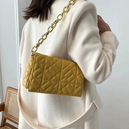 New Women's Thick Chain Quilted Shoulder Purses And Handbag Fashion Women Clutch s Ladies Hand Underarm Bag