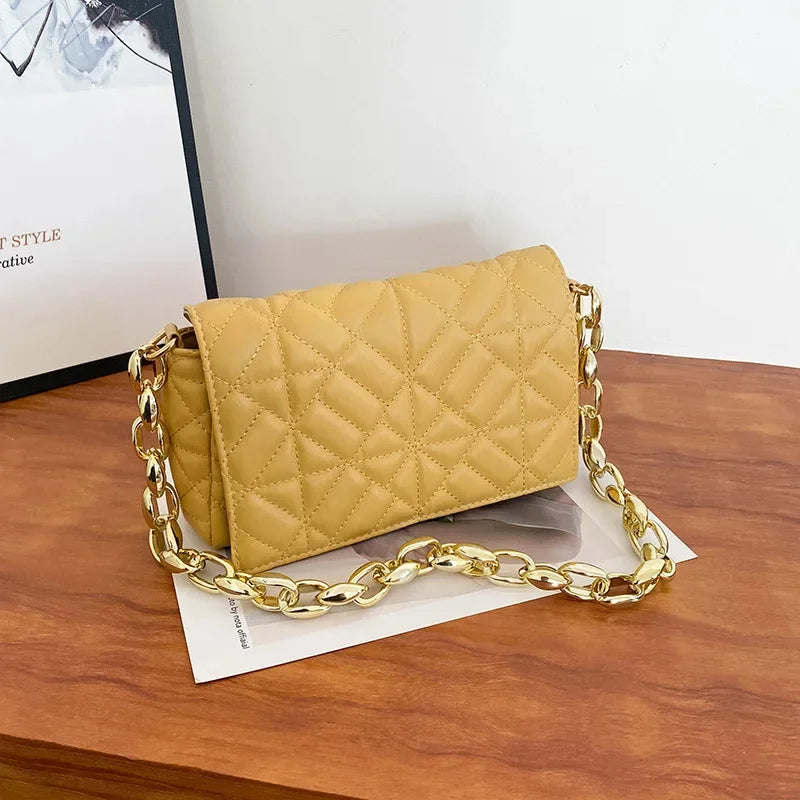 New Women's Thick Chain Quilted Shoulder Purses And Handbag Fashion Women Clutch s Ladies Hand Underarm Bag