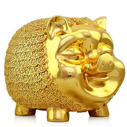 New Year decorations Resin pig piggy bank holiday gifts home decoration gold plating skarbonka statue birthday present
