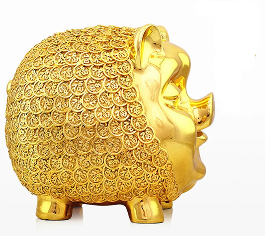 New Year decorations Resin pig piggy bank holiday gifts home decoration gold plating skarbonka statue birthday present