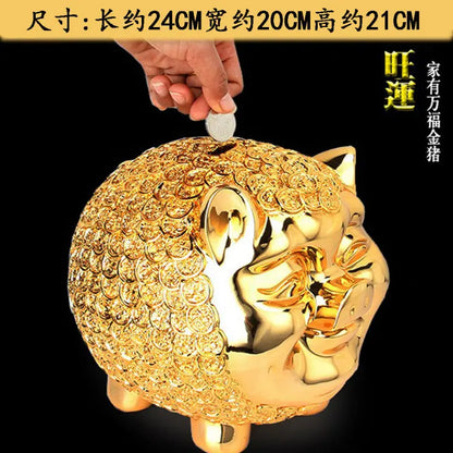 New Year decorations Resin pig piggy bank holiday gifts home decoration gold plating skarbonka statue birthday present