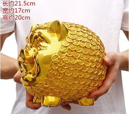 New Year decorations Resin pig piggy bank holiday gifts home decoration gold plating skarbonka statue birthday present