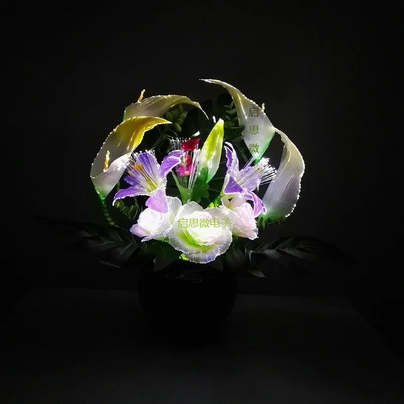 New beautiful Led colour change artificial calla with leaf silk fake lily Aquatic plants home room decoration flower
