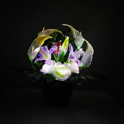 New beautiful Led colour change artificial calla with leaf silk fake lily Aquatic plants home room decoration flower