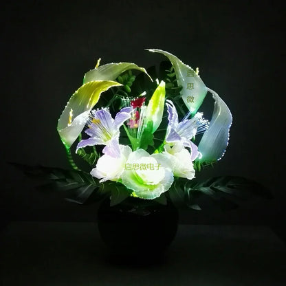 New beautiful Led colour change artificial calla with leaf silk fake lily Aquatic plants home room decoration flower