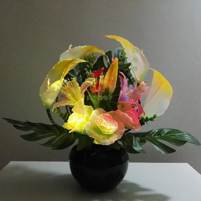 New beautiful Led colour change artificial calla with leaf silk fake lily Aquatic plants home room decoration flower