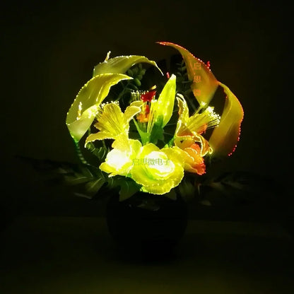 New beautiful Led colour change artificial calla with leaf silk fake lily Aquatic plants home room decoration flower