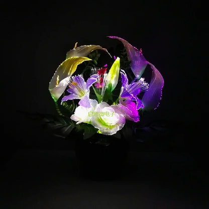 New beautiful Led colour change artificial calla with leaf silk fake lily Aquatic plants home room decoration flower