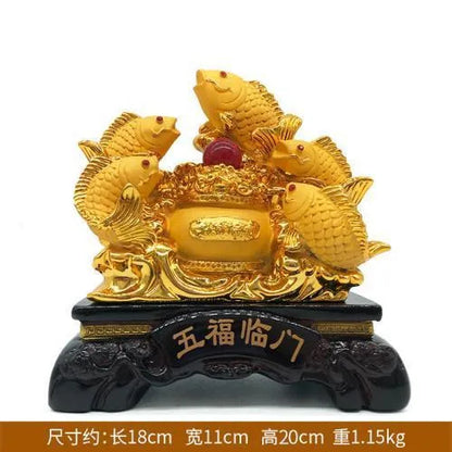 New carp set out to attract luck feng shui fish resin gold cornucopia handicraft home decor fish statue decoration maison