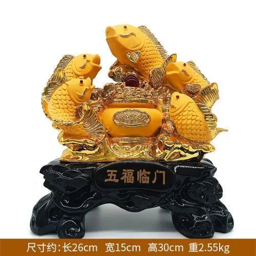 New carp set out to attract luck feng shui fish resin gold cornucopia handicraft home decor fish statue decoration maison