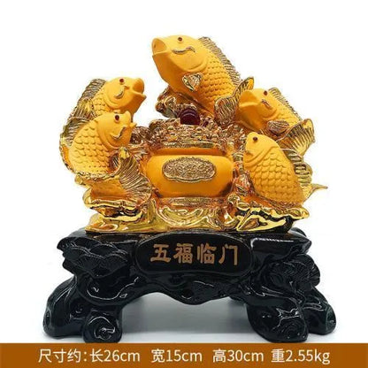 New carp set out to attract luck feng shui fish resin gold cornucopia handicraft home decor fish statue decoration maison