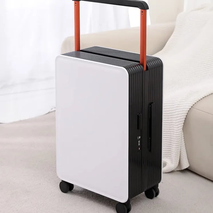 New center mounted wide pull rod luggage, stylish and stylish, with high aesthetic value and large capacity travel password box