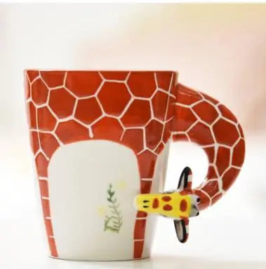 New design Creative Ceramic 3D Mug,coffee milk puer tea mugs 3D animal shape Hand painted animals Giraffe Cow Monkey cup gift