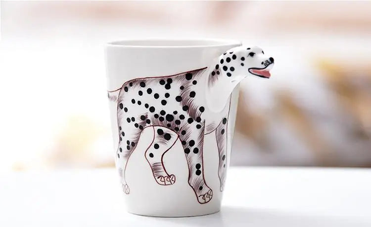 New design Creative Ceramic 3D Mug,coffee milk puer tea mugs 3D animal shape Hand painted animals Giraffe Cow Monkey cup gift