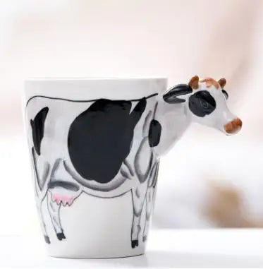 New design Creative Ceramic 3D Mug,coffee milk puer tea mugs 3D animal shape Hand painted animals Giraffe Cow Monkey cup gift