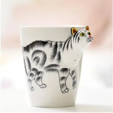 New design Creative Ceramic 3D Mug,coffee milk puer tea mugs 3D animal shape Hand painted animals Giraffe Cow Monkey cup gift