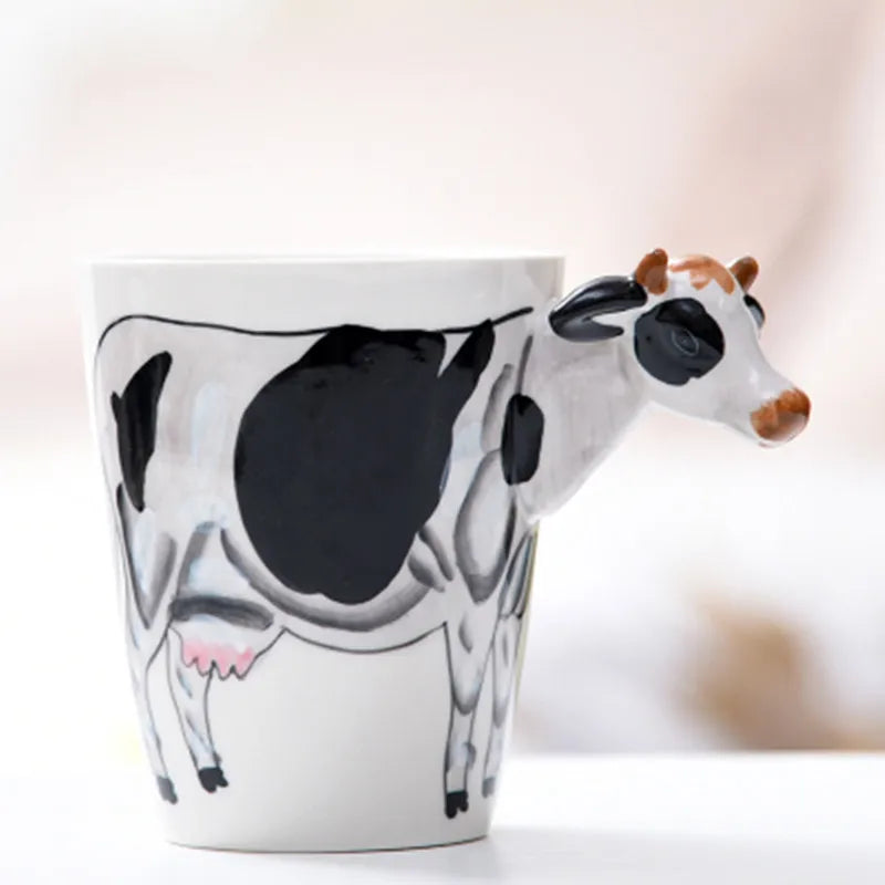 New design Creative Ceramic 3D Mug,coffee milk puer tea mugs 3D animal shape Hand painted animals Giraffe Cow Monkey cup gift