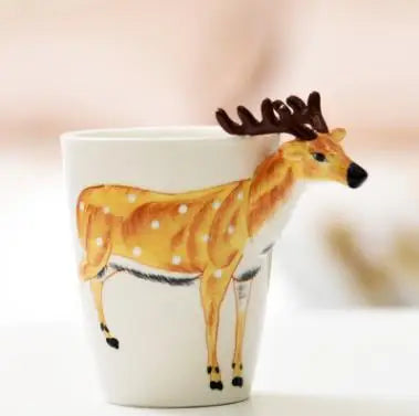 New design Creative Ceramic 3D Mug,coffee milk puer tea mugs 3D animal shape Hand painted animals Giraffe Cow Monkey cup gift