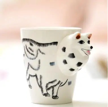 New design Creative Ceramic 3D Mug,coffee milk puer tea mugs 3D animal shape Hand painted animals Giraffe Cow Monkey cup gift