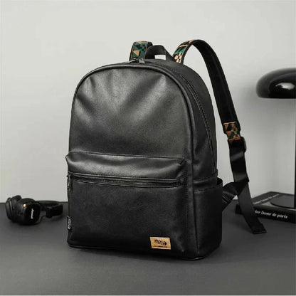 New fashion Men's business leather travel backpack casual student school for boys large capacity laptop bag
