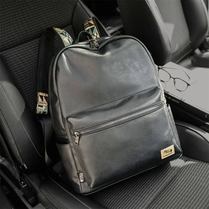 New fashion Men's business leather travel backpack casual student school for boys large capacity laptop bag