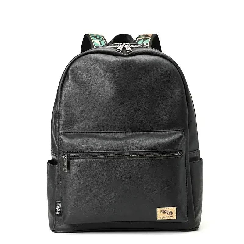 New fashion Men's business leather travel backpack casual student school for boys large capacity laptop bag