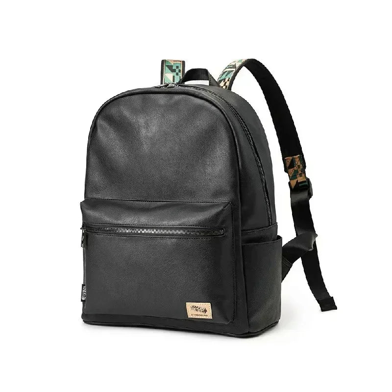 New fashion Men's business leather travel backpack casual student school for boys large capacity laptop bag