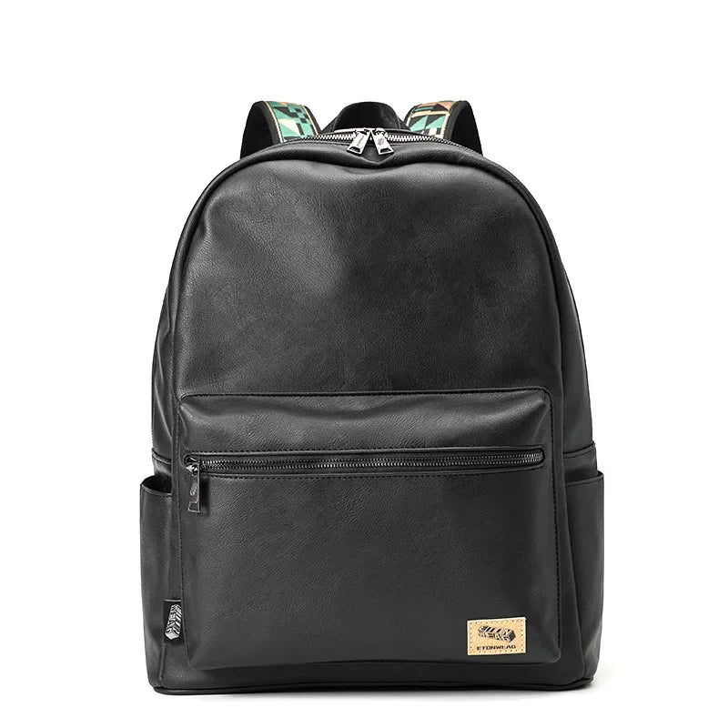 New fashion Men's business leather travel backpack casual student school for boys large capacity laptop bag