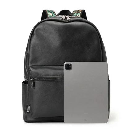 New fashion Men's business leather travel backpack casual student school for boys large capacity laptop bag