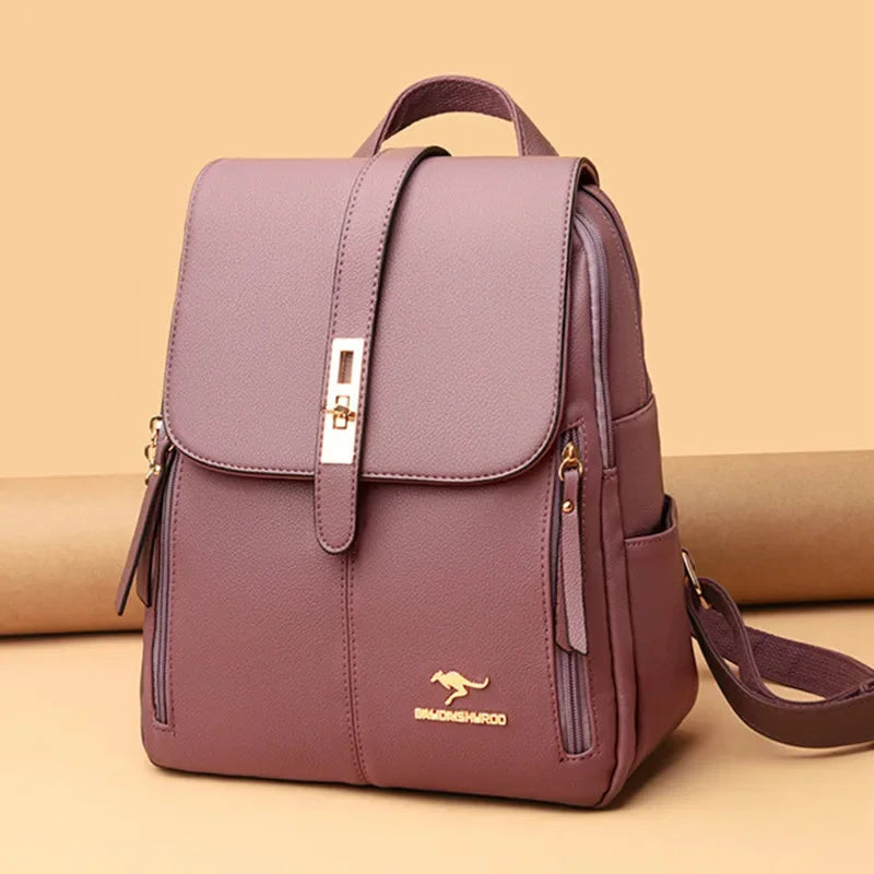 New fashion leather women's casual Feminina travel backpack large capacity student school bags for girls