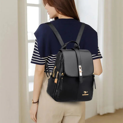 New fashion leather women's casual Feminina travel backpack large capacity student school bags for girls