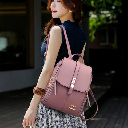 New fashion leather women's casual Feminina travel backpack large capacity student school bags for girls